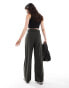 JDY button detail wide leg dad trousers in dark green