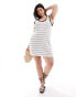 Фото #1 товара ASOS DESIGN Curve knitted a line mini dress with tipped neckline in mono