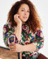 ფოტო #3 პროდუქტის Plus Size Printed 3/4-Sleeve Top, Created for Macy's