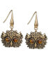 Фото #1 товара Gold-Tone Tiger's Eye Owl Head Drop Earrings