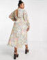 Фото #2 товара Twisted Wunder Plus balloon sleeve midi dress in pastel swirl print