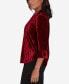 Фото #4 товара Runway Ready Women's Crushed Velvet Beaded Split Neck Top