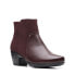 Clarks Emily Low Boot 26163795 Womens Burgundy Wide Ankle & Booties Boots 9.5