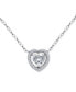 ფოტო #1 პროდუქტის Cubic Zirconia Heart Halo Pendant Necklace in Sterling Silver, 16" + 2" extender, Created for Macy's