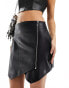 Simmi wrap front leather look mini skirt in black