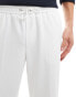 ASOS DESIGN pull on smart straight leg elasticated waist trousers in white texture