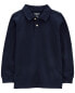 Kid Navy Long-Sleeve Piqué Polo Shirt 4