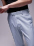 Фото #3 товара Topman wide leg linen mix trousers in light blue