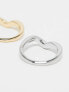 Фото #5 товара ASOS DESIGN pack of 2 molten rings in mixed metal design