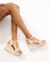 Truffle Collection jute wedge heeled sandals in brown