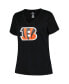 Фото #1 товара Women's Black Cincinnati Bengals Plus Size Mother's Day 1 Mom V-Neck T-Shirt