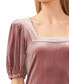 Women's Square Neck Short Puff Sleeve Velvet Top