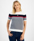 ფოტო #1 პროდუქტის Women's Cotton Color-Blocked Crewneck Tee