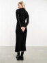 Фото #5 товара Vero Moda lettuce edge jersey maxi dress with long sleeves in black with contrast stitching