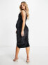 Фото #5 товара ASOS DESIGN Maternity cowl neck midi pencil dress in black velvet