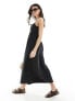 Фото #3 товара ASOS DESIGN soft denim cami midi dress with ruching detail in black