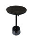 Aluminum Frame Round Side Table With Marble Top And Adjustable Height, Black