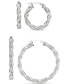 ფოტო #1 პროდუქტის 2-Pc. Set Glitter Small & Medium Twist Hoop Earrings in Sterling Silver