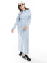 Фото #1 товара Vero Moda long sleeve denim buttondown maxi dress in blue denim