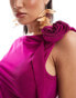 Фото #3 товара Murci exclusive one shoulder ruffle corsage detail top co-ord in fuchsia