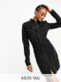 Фото #1 товара ASOS DESIGN Tall denim fitted shirt dress in black