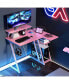 L-Shaped Gaming Desk with Outlets & USB Ports Monitor Shelf Headphone Hook