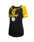 Women's Black, Gold Pittsburgh Steelers Logo Lace-Up Raglan T-shirt