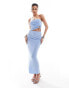 ASOS DESIGN cut out bandeau midi dress with quartz trim in blue