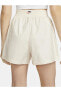 Sportswear Shorts in White Loose Fit Bol Kesim Dokuma Kadın Şort Krem