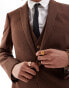 Фото #10 товара ASOS DESIGN wedding skinny wool mix suit jacket in brown basketweave texture