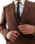 ASOS DESIGN wedding skinny wool mix suit jacket in brown basketweave texture