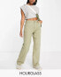 ASOS DESIGN Hourglass minimal cargo trouser in khaki with contrast stitching