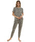 Фото #1 товара Women's 2-Pc. Printed Jogger Pajamas Set