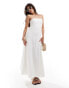 Фото #1 товара Abercrombie & Fitch linen blend strapless midi dress in white