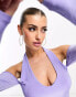 Фото #4 товара ASOS DESIGN halter top with cold shoulder in purple