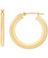 Polished Oval-Tube Round Medium Hoop Earrings in 14k Gold, 1"