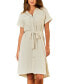 ფოტო #1 პროდუქტის Women's Beige Short Sleeve Side Slit Maxi Shirt Beach Dress