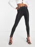 Фото #3 товара Miss Selfridge Petite contrast stitch split hem skinny jean in black