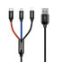 Фото #1 товара Wytrzymały przewód kabel 3w1 USB microUSB Iphone Lightning USB-C 3.5A 1.2M czarny