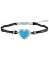 Diamond Accent Enamel Heart Cord Bracelet in Sterling Silver