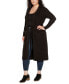 ფოტო #3 პროდუქტის Black Label Plus Size Rhinestone-Trim Belted Duster Cardigan Sweater