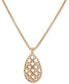ფოტო #1 პროდუქტის Gold-Tone Crystal Mesh Teardrop Pendant Necklace, 18" + 3" extender