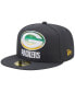 ფოტო #1 პროდუქტის Men's Graphite Green Bay Packers Color Dim 59Fifty Fitted Hat