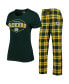 ფოტო #1 პროდუქტის Women's Green, Gold Green Bay Packers Badge T-shirt and Pants Sleep Set