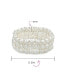 ფოტო #2 პროდუქტის Wide White Flat Button Freshwater Cultured Pearl Triple Strand Stretch Bracelet For Women For