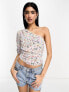 Фото #3 товара ASOS DESIGN one shoulder festival top with ruched side in paisley print