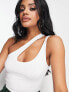 Фото #3 товара ASOS DESIGN strappy asymmetric cut out crop top in white