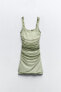 Короткое платье из полупрозрачной ткани с принтом и оборками ZARA