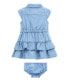 ფოტო #2 პროდუქტის Baby Girls Cap Sleeve Denim Dress with Ruffle Tier Skirt
