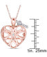 ფოტო #3 პროდუქტის White Topaz Heart Lock & Key 18" Pendant Necklace in Sterling Silver & 18k Rose Gold-Plate